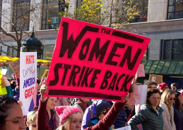 San Francisco Enero 2018 Participantes Identificadas Marcha Las Mujeres Diseñado —  Fotos de Stock