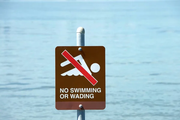 Warning Sign Pictogram Swimming Wading Water Background — ストック写真
