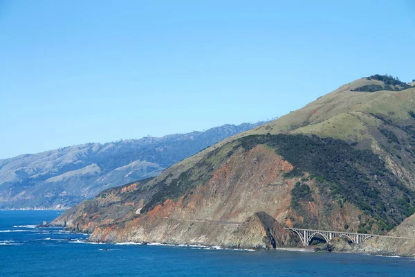 Widok Pacific Coast Highway Południe Big Sur Bixby Bridge Najbardziej — Zdjęcie stockowe