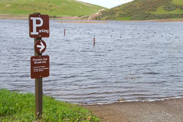 Northern California Coyote Hills Parking Lot Water Flooded Recent Heavy — ストック写真