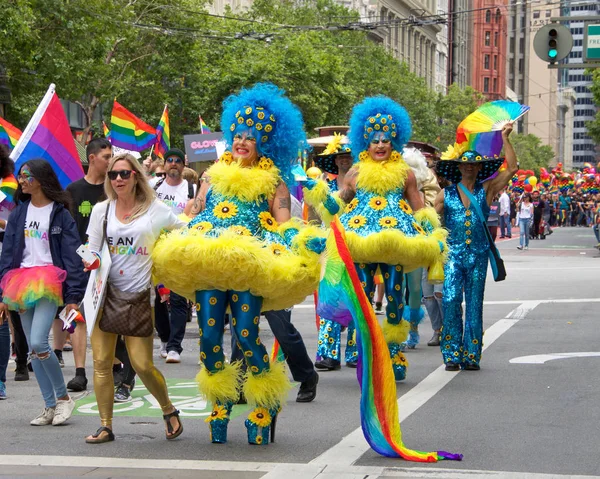 São Francisco Junho 2017 Participantes Não Identificados Celebram Parada Orgulho — Fotografia de Stock