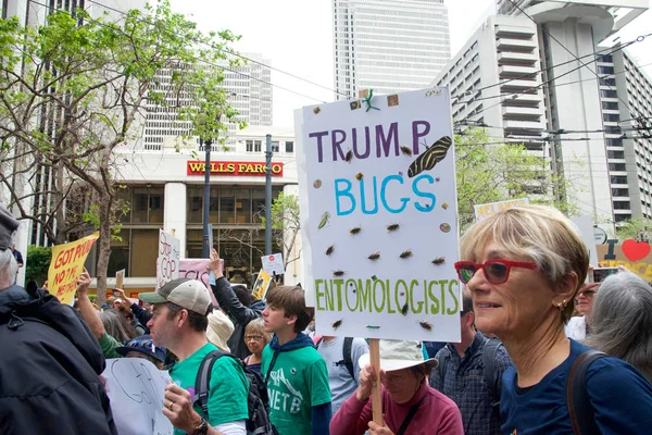 San Francisco Április 2017 Március Tudomány Több Ezer Tüntetők Vonulnak — Stock Fotó