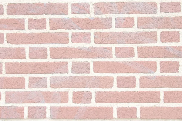 Ściana Czerwonej Cegły Białą Zaprawą Zmętnienie Wyblakłe Tle Zbliżenie — Zdjęcie stockowe
