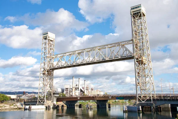 Alameda Diciembre 2016 Fruitvale Bridge Puente Elevador Sobre Estuario Oakland —  Fotos de Stock