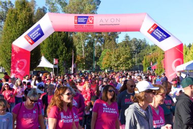 Walnut Creek, Ca - Ekim 06, 2019: Bir Tedavi İçin Göğüs Kanseri Yürüyüşü 'nün kimliği belirsiz katılımcıları. Avon 1992 'den beri göğüs kanseriyle mücadelede ön planda bulunuyor..