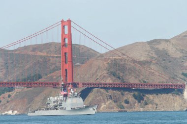San Francisco, Ca - 11 Ekim 2019: Amerika Birleşik Devletleri Donanması güdümlü Arleigh Burke sınıfı güdümlü füze destroyeri Uss Stockdale, 39..
