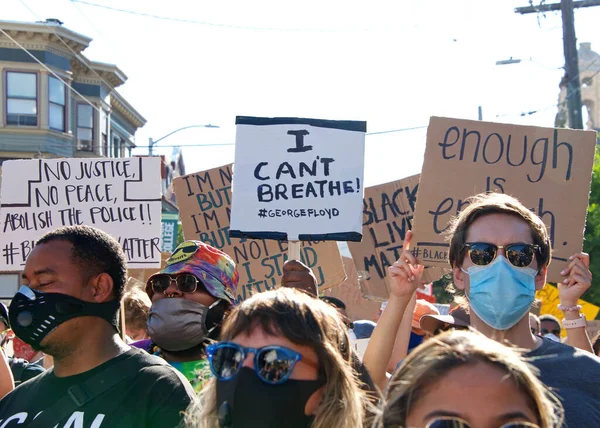 San Francisco Junio 2020 Manifestantes Protesta George Floyd Black Lives — Foto de Stock