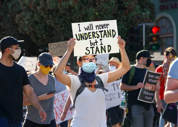 San Francisco Czerwca 2020 Protestujący Przeciwko George Owi Floydowi Black — Zdjęcie stockowe
