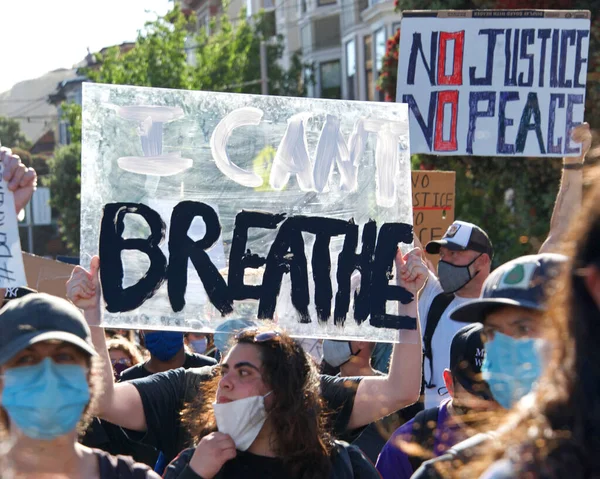 San Francisco Června 2020 Protestující Protest George Floyda Black Lives — Stock fotografie