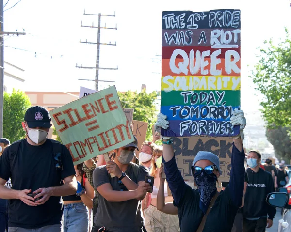 San Francisco Czerwca 2020 Protestujący Przeciwko George Owi Floydowi Black — Zdjęcie stockowe