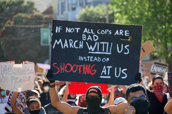 San Francisco Juni 2020 Demonstranten Beim George Floyd Black Lives — Stockfoto