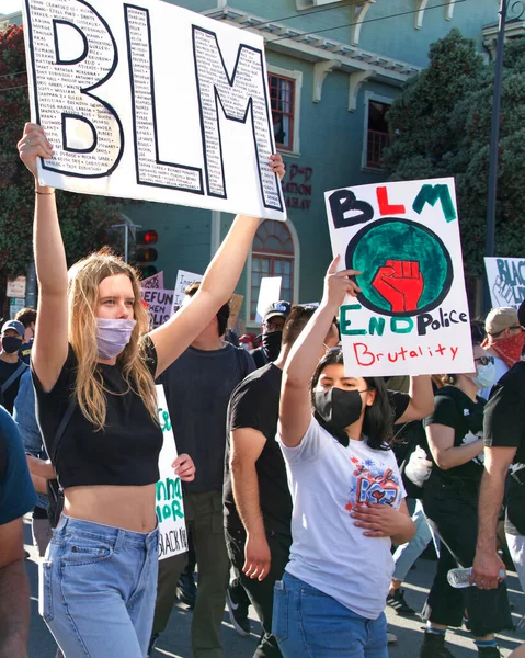 San Francisco Června 2020 Protestující Protest George Floyda Black Lives — Stock fotografie