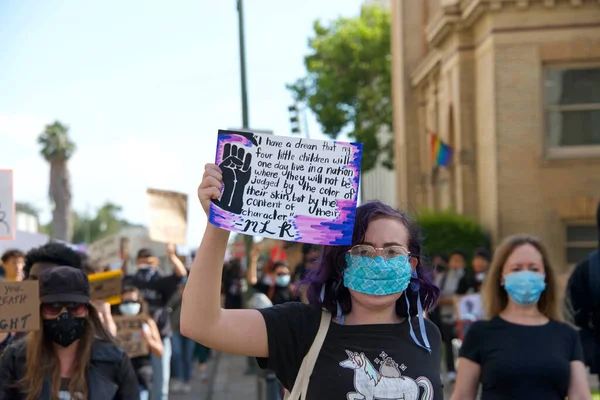 Alameda Czerwca 2020 Protestujący Biorący Udział Proteście George Floyda Black — Zdjęcie stockowe