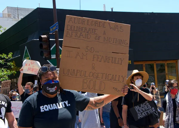 Berkeley Junio 2020 Cientos Personas Participan Una Protesta Black Lives — Foto de Stock