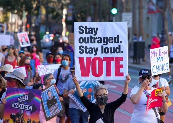 San Francisco Octubre 2020 Participantes Identificadas Marcha Las Mujeres Diseñado — Foto de Stock