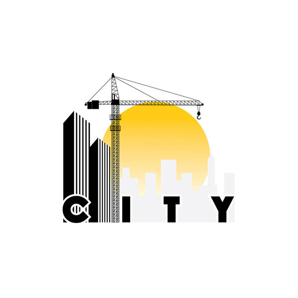 Vector of city landscape with crane design eps format, suitable for your design needs, logo, illustration, animation, etc.