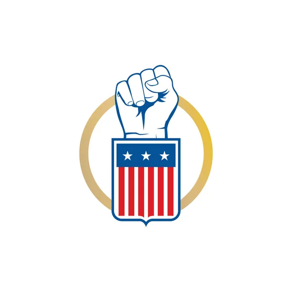 Pugno Serraggio Vettoriale Formato Punti Progettazione Della Bandiera Americana Adatti — Vettoriale Stock