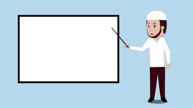 Müslüman Çizgi Film Öğretmeni Ekran Canlandırması Videosu 4K Proje ihtiyaçlarınız için uygun