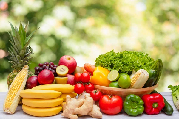 Sortimento Vegetais Frescos Fundo Frutas Comida Saudável — Fotografia de Stock