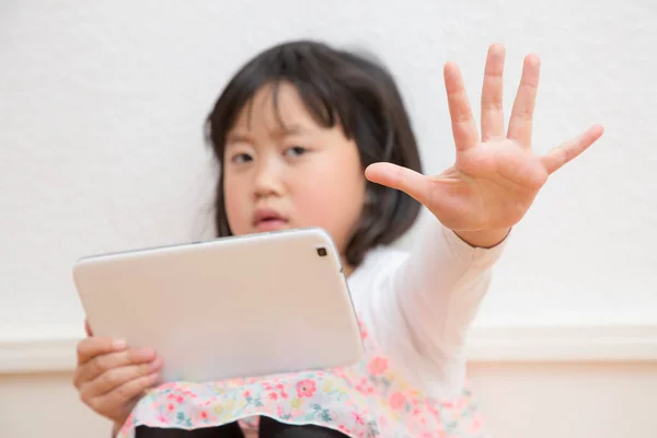 Young Girl Watching Phone All Day House Using Mobile Phone — Stock Photo, Image