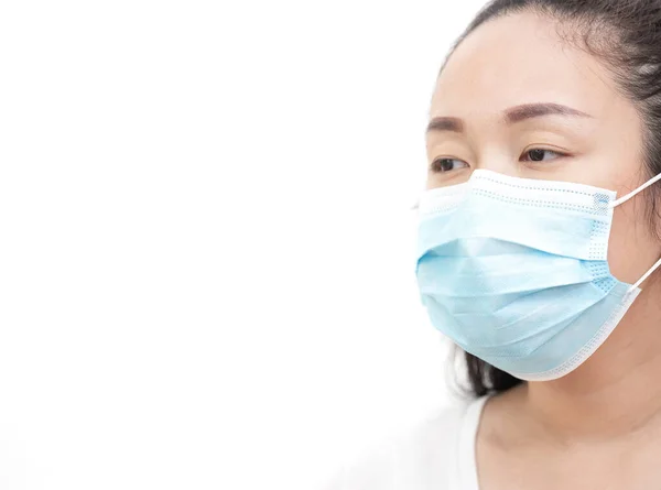 Обличчя Молодої Азіатської Жінки Сім Носить Маску Щоб Запобігти Мікробам — стокове фото
