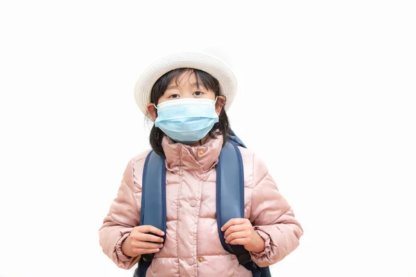 Cara Imagen Niño Usando Una Máscara Con Familia Para Prevenir —  Fotos de Stock