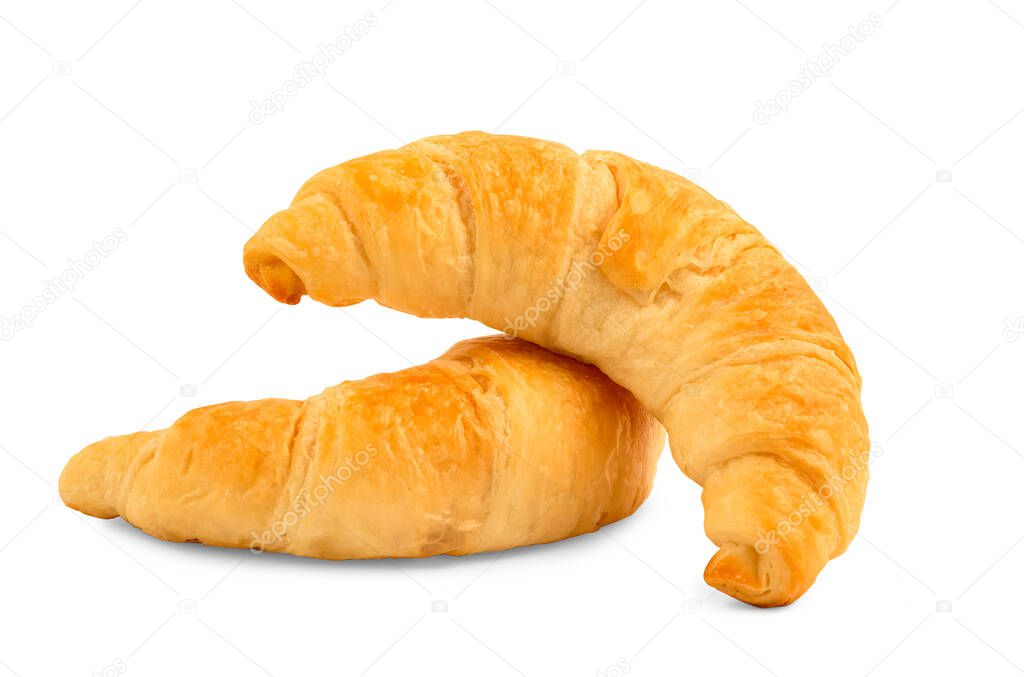 Croissant bread of bake Breakfast in the morning for health or diet food on the White background