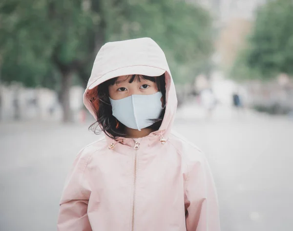 Діти Які Носять Маску Тканини Сім Щоб Запобігти Мікробам Токсичним — стокове фото