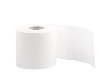 Tuvalet kağıdı rulosu, tuvalet odasında kullanılacak mendil, beyaz arka plandaki kiri temizlemek için kullanılır..