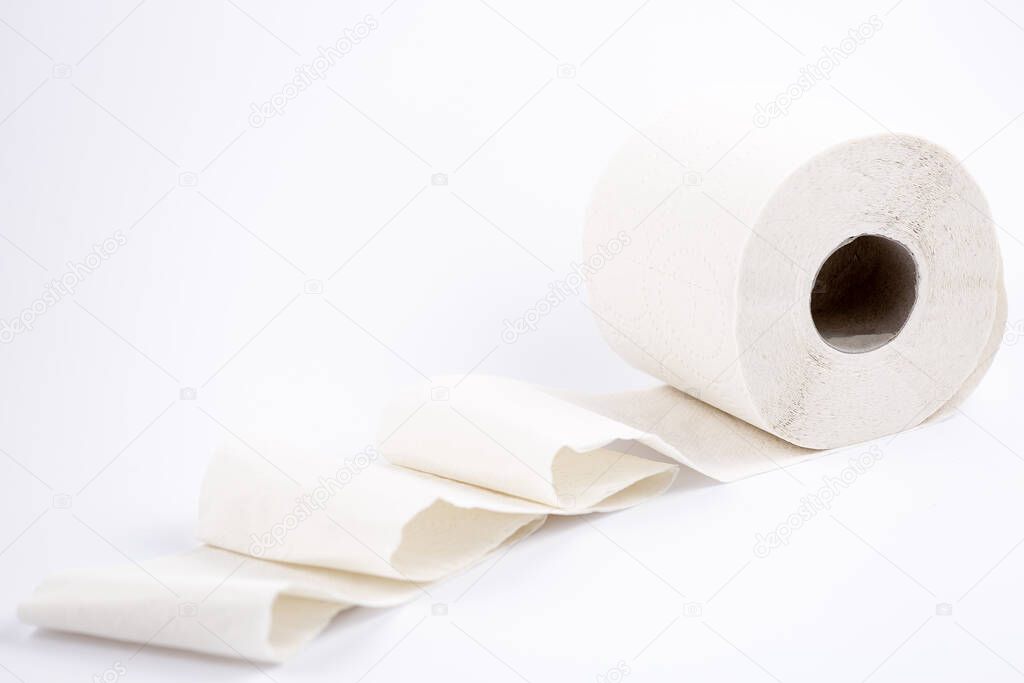 A large white toilet paper roll for use in bathrooms or kitchens, used for cleaning dirt in the bathroom on white background