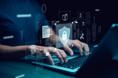 Siber güvenlik ve güvenlik şifre girişi çevrimiçi konsept Eller yazma ve giriş sosyal medya kullanıcı adı ve parolası, akıllı telefon ile çevrimiçi bir banka hesabına giriş, veri koruma hackerı