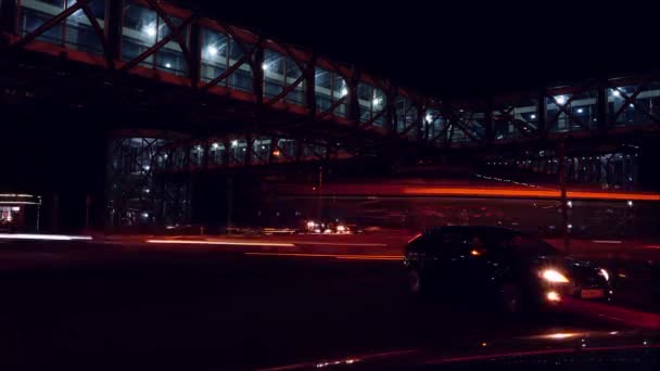 Time Lapse Circular Motion Car Whith Light Trail — Stock Video