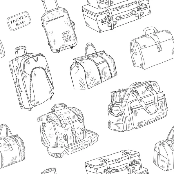 Seamless pattern with Travel bags. Vector sketches — Stock Vector