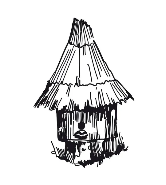 Honey bee house hive. Vector sketches hand drawn Stock Vector