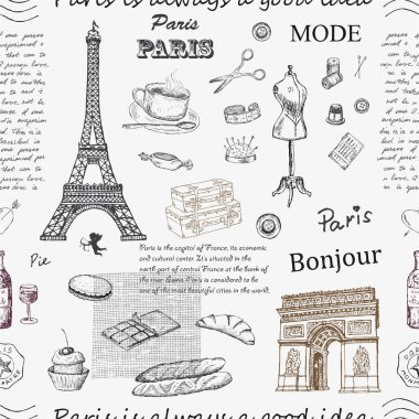 Paris. Eyfel Kulesi, zafer takı ile Vintage seamless modeli