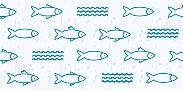 Balık ile soyut vektör Dikişsiz desen arka plan — Stok Vektör