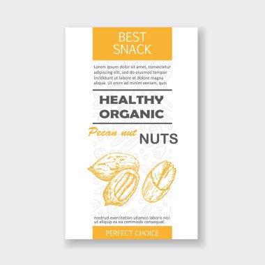 Sağlıklı organik pekan somun dikey etiket. Vektör