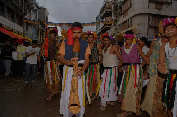 Aug 2010 Devotos Tribais Dançando Por Ocasião Baps Swaminarayan Mandir — Fotografia de Stock
