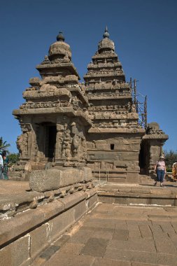 27 Şubat 2014 Sahil Tapınağı granit Mamallpuram Tamil Nadu Hindistan bloklarıyla inşa edilmiş yapısal bir tapınaktır.