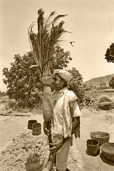 Мая 2011 Tribel Farmar Harvesting Dance Manpur Village Taluk Vansda — стоковое фото