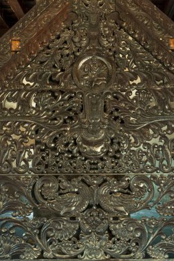 Mohagany ahşap oyma mimarisi Padmanabhapuramwood sarayı Nagerboil Tamil Nadu INDIA 'ya 20 km uzaklıkta.