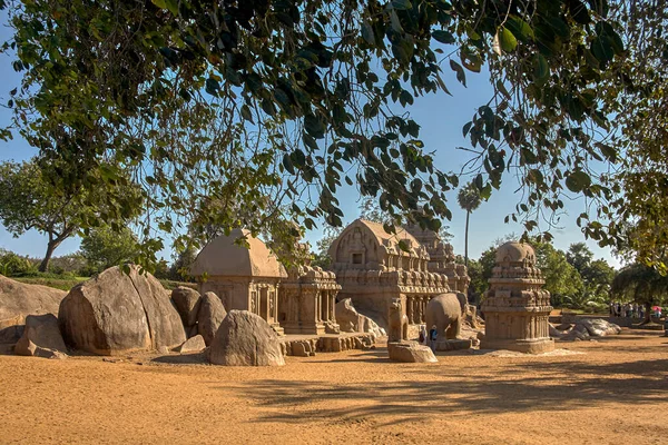 Índia Tamil Nadu Mamallapuram Mahabalipuram Mandapas Kanchipuram Sul Sul Panch — Fotografia de Stock