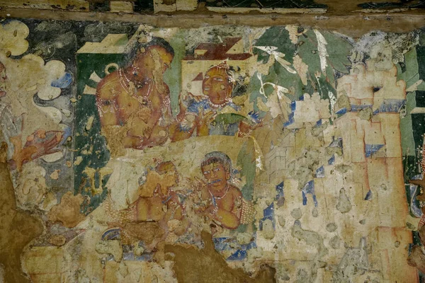 Set 2006 Ajanta Caverna Mural Património Mundial Unesco Perto Aurangabad — Fotografia de Stock