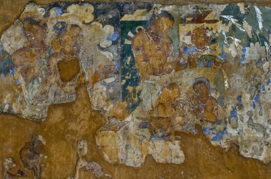Ajanta duvarı, Aurangabad Maharashtra Hindistan yakınlarındaki UNESCO DÜNYA HerITage sitesini boyuyor.