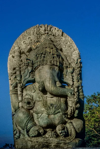 Vintage Foto Ganesha Statue Hoysaleswara Temple Halebidu Hassan Karnataka India — Stockfoto