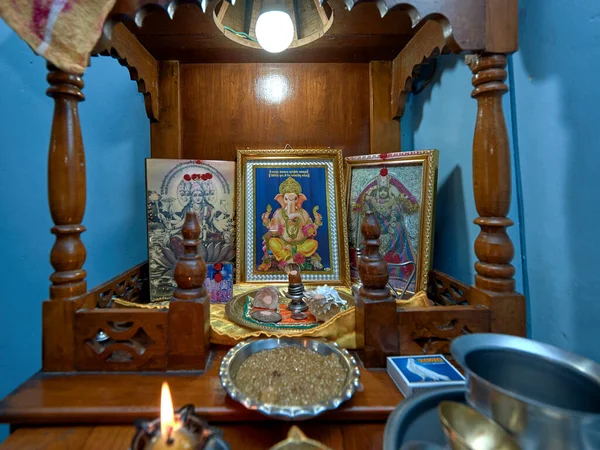 Září 2020 Home Ganesh Puja Bettul Nut Lord Ganesh Lok — Stock fotografie