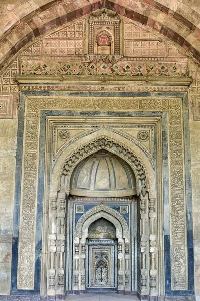 Jun 2004 Prachtig Houtsnijwerk Witte Marmeren Mihrabs Gebed Niches Purana — Stockfoto