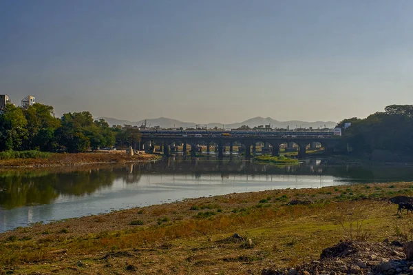 Ene 2012 Puente Ferroviario Vial Pune Maharashtra India Asia —  Fotos de Stock