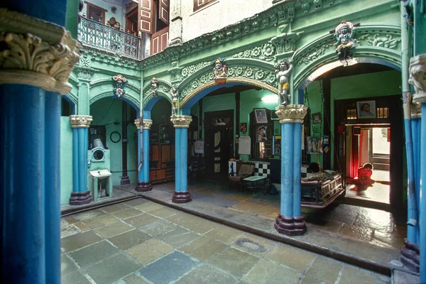 Architectural Heritage Painted Courtyard Uttarsanda Gujarat India 1996 — Stock Photo, Image