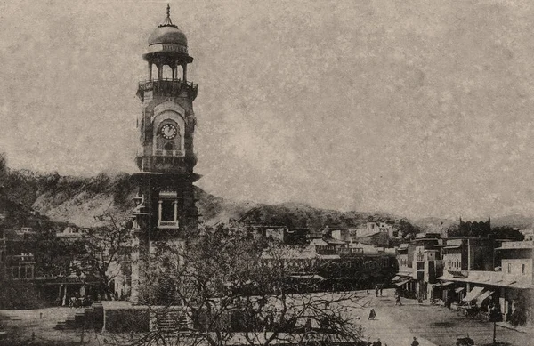 Винтажное Фото Виктории Юбилейной Часовой Башни 1887 Ajmer Rajasthan Индии — стоковое фото